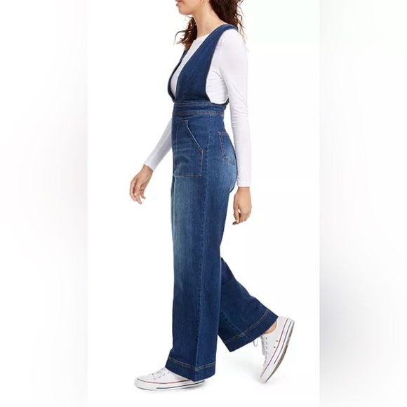 Dollhouse Sleeveless V-Neck Denim Retro Wide Leg Jumpsuit EUC Black Size 9/10